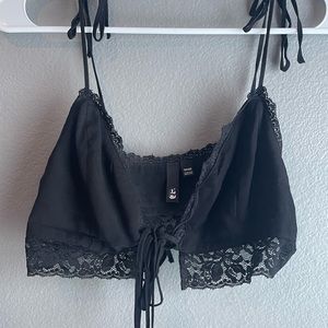 Black lace top with tie strings